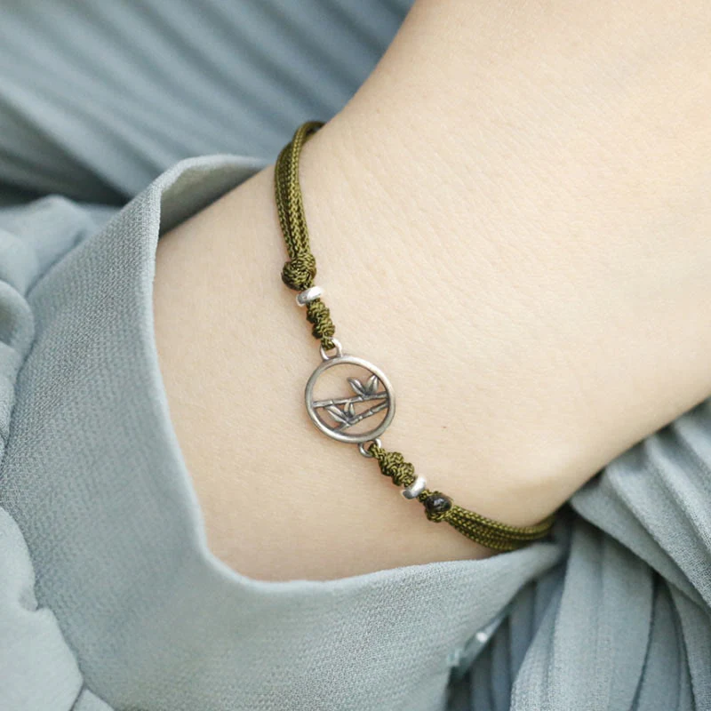 Braccialetto Buddha Stones in argento sterling 925 con corda portafortuna in bambù - Image 10