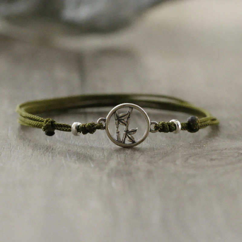 Braccialetto Buddha Stones in argento sterling 925 con corda portafortuna in bambù - Image 11