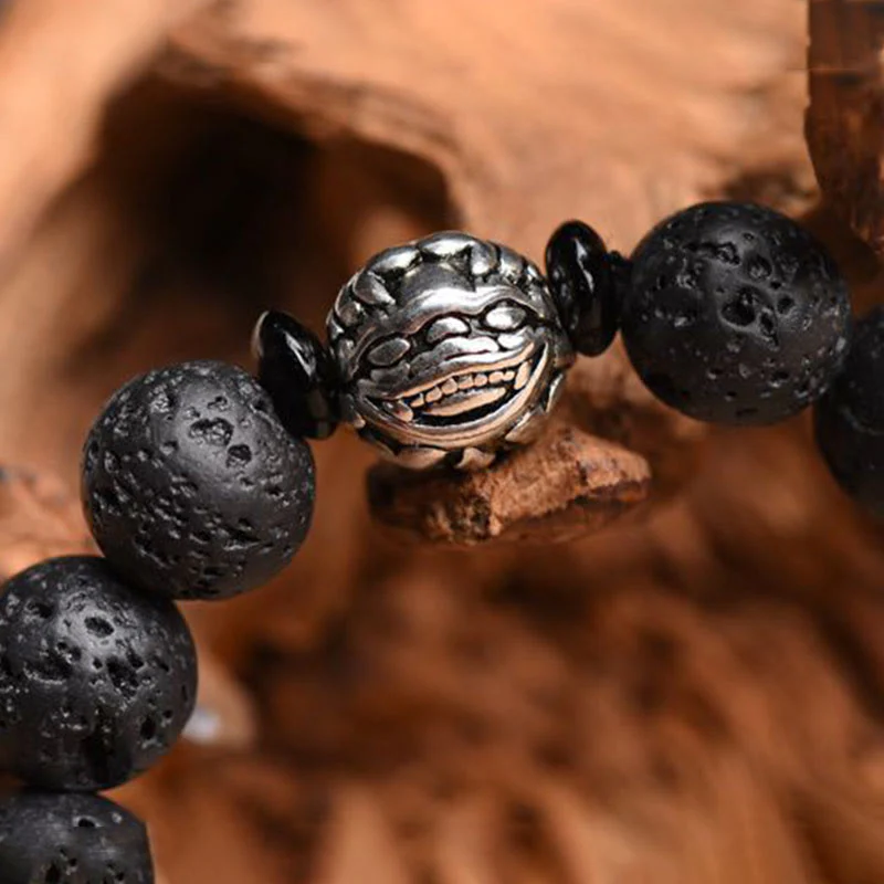 Braccialetto Buddha Stones Lava Rock Beads Rame Bianco PiXiu Wealth - Image 13