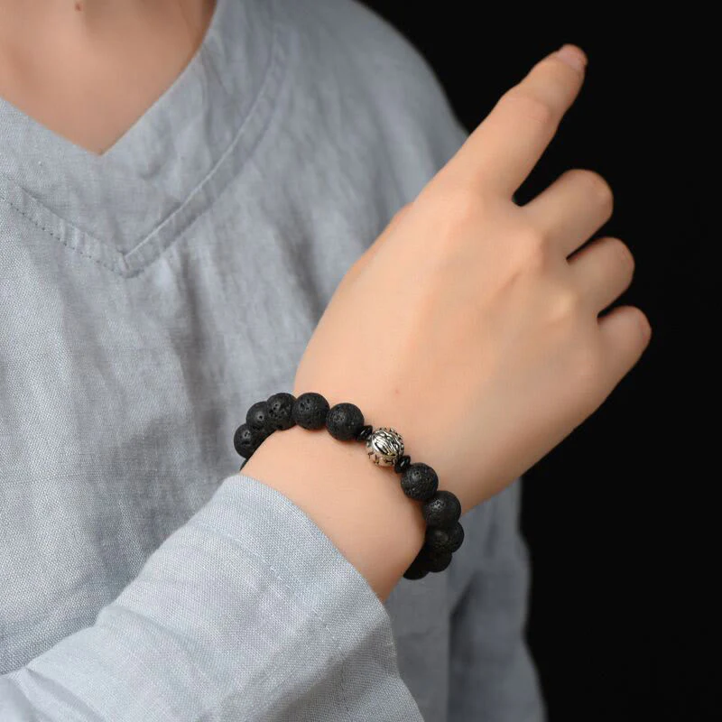 Braccialetto Buddha Stones Lava Rock Beads Rame Bianco PiXiu Wealth - Image 5