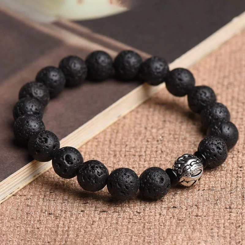 Braccialetto Buddha Stones Lava Rock Beads Rame Bianco PiXiu Wealth - Image 8