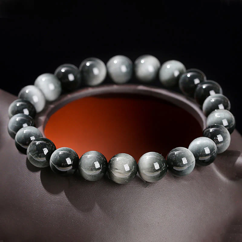 Braccialetto Buddha Stones Natural Eagle's Eye Stone Coraggio Positivo - Image 4