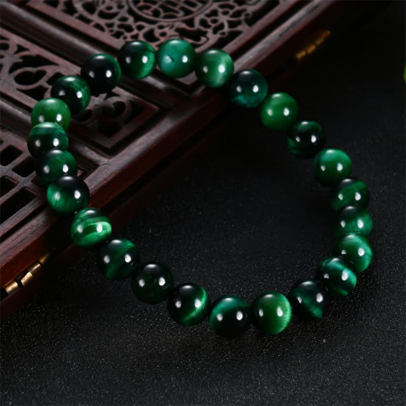 Braccialetto Buddha Stones Natural Green Tiger Eye Strength - Image 2