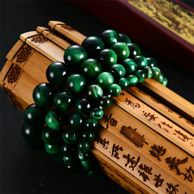 Braccialetto Buddha Stones Natural Green Tiger Eye Strength - Image 4