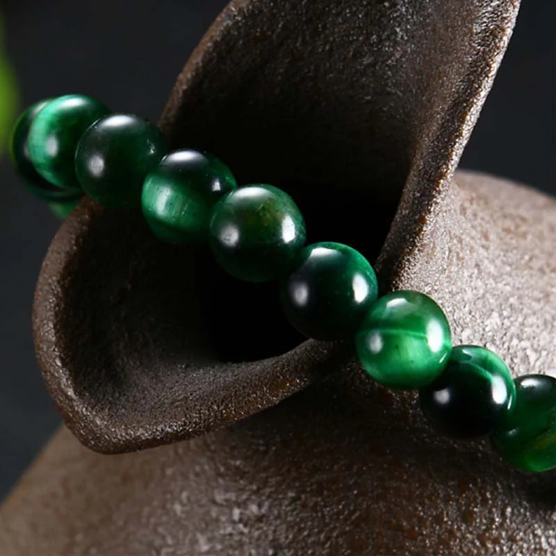 Braccialetto Buddha Stones Natural Green Tiger Eye Strength - Image 7