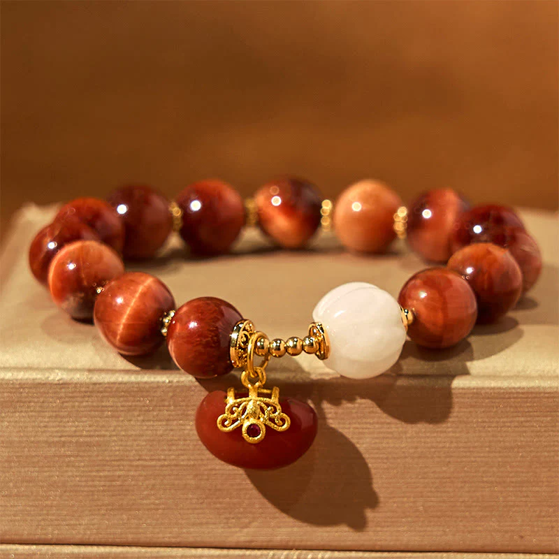 Braccialetto Buddha Stones Natural Red Tiger Eye Pumpkin Calm - Image 2