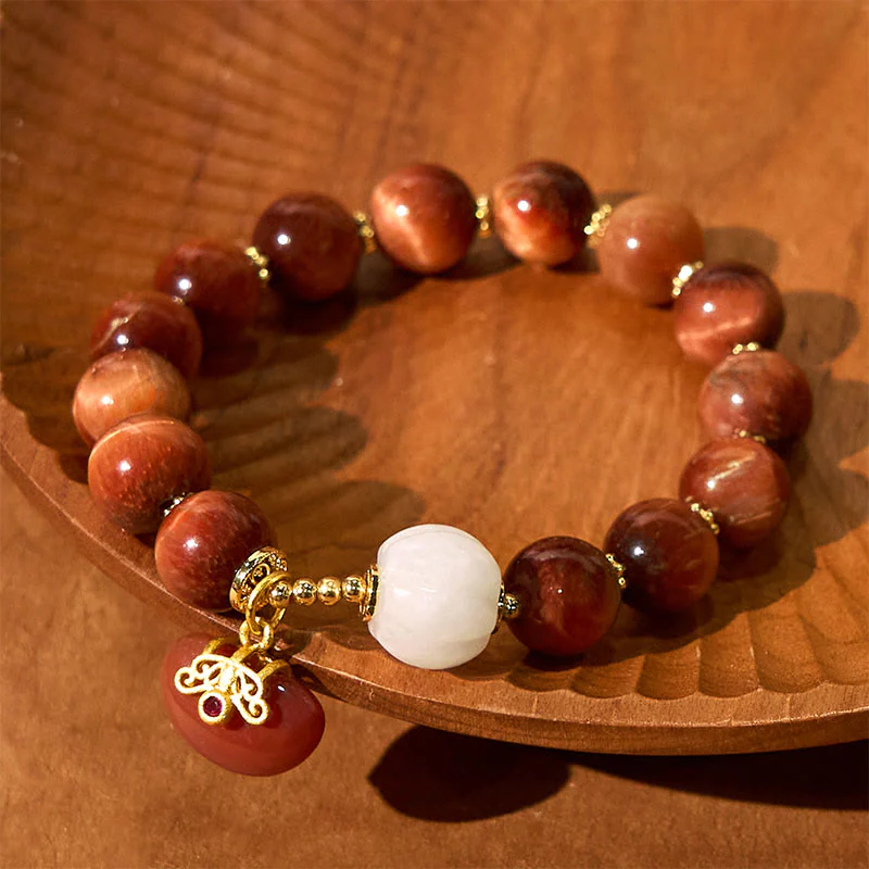 Braccialetto Buddha Stones Natural Red Tiger Eye Pumpkin Calm - Image 3