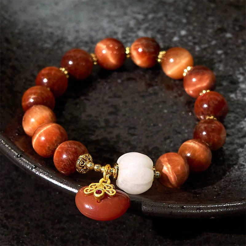 Braccialetto Buddha Stones Natural Red Tiger Eye Pumpkin Calm - Image 6