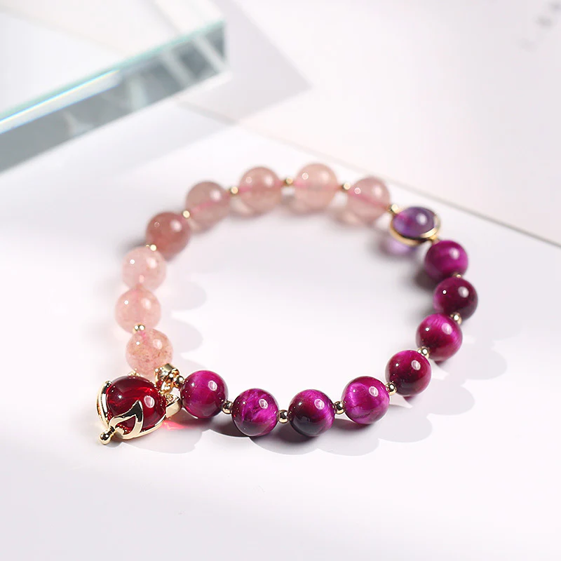 Braccialetto Buddha Stones Natural Strawberry Quartz Pixiu Love
