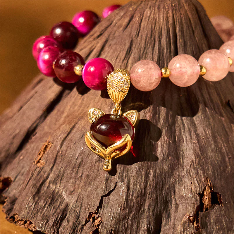 Braccialetto Buddha Stones Natural Strawberry Quartz Pixiu Love - Image 10