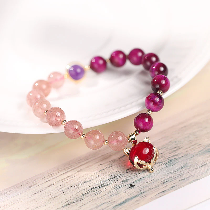 Braccialetto Buddha Stones Natural Strawberry Quartz Pixiu Love - Image 4