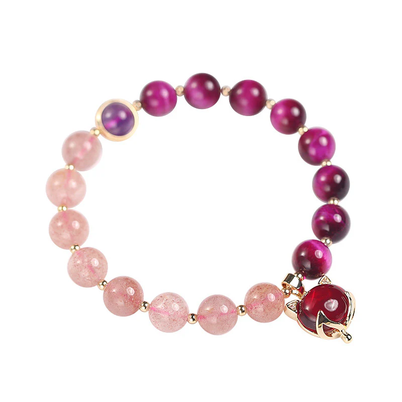 Braccialetto Buddha Stones Natural Strawberry Quartz Pixiu Love - Image 5