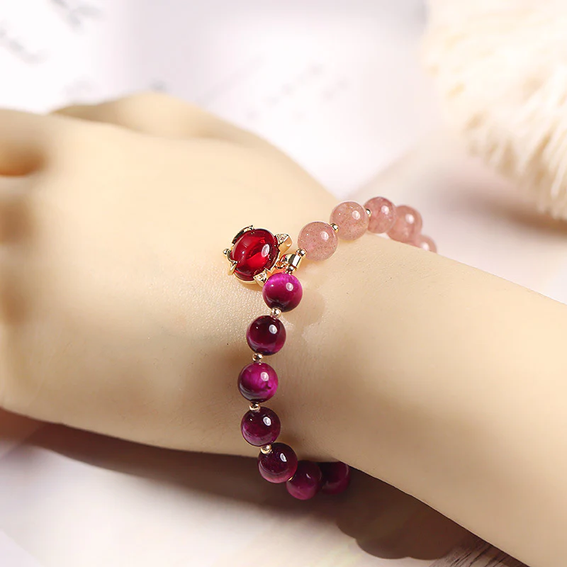 Braccialetto Buddha Stones Natural Strawberry Quartz Pixiu Love - Image 6