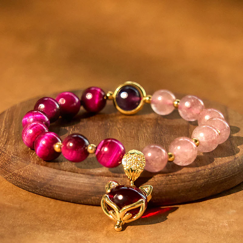 Braccialetto Buddha Stones Natural Strawberry Quartz Pixiu Love - Image 9