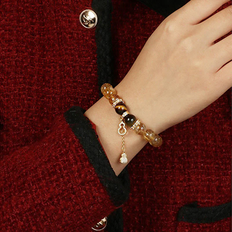 Braccialetto Buddha Stones Natural Tiger Eye Citrine Beads Fortune Gourd Strength - Image 10