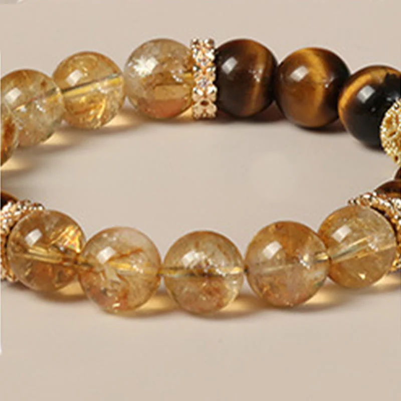 Braccialetto Buddha Stones Natural Tiger Eye Citrine Beads Fortune Gourd Strength - Image 11