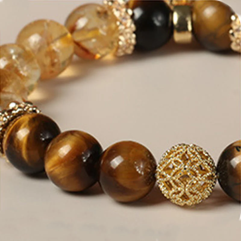 Braccialetto Buddha Stones Natural Tiger Eye Citrine Beads Fortune Gourd Strength - Image 12