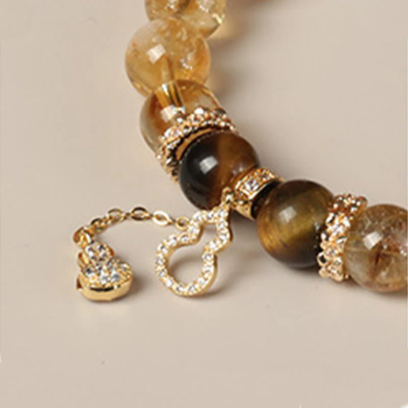 Braccialetto Buddha Stones Natural Tiger Eye Citrine Beads Fortune Gourd Strength - Image 13