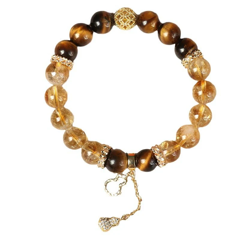 Braccialetto Buddha Stones Natural Tiger Eye Citrine Beads Fortune Gourd Strength - Image 14