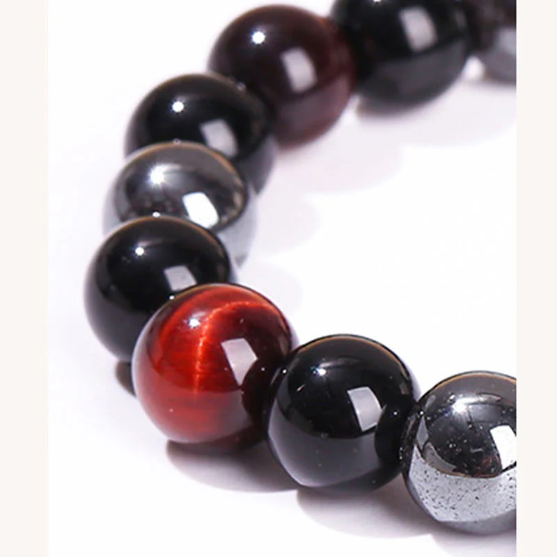 Braccialetto Buddha Stones Naturale Occhio di Tigre Ossidiana Ematite Positivo Potente - Image 15