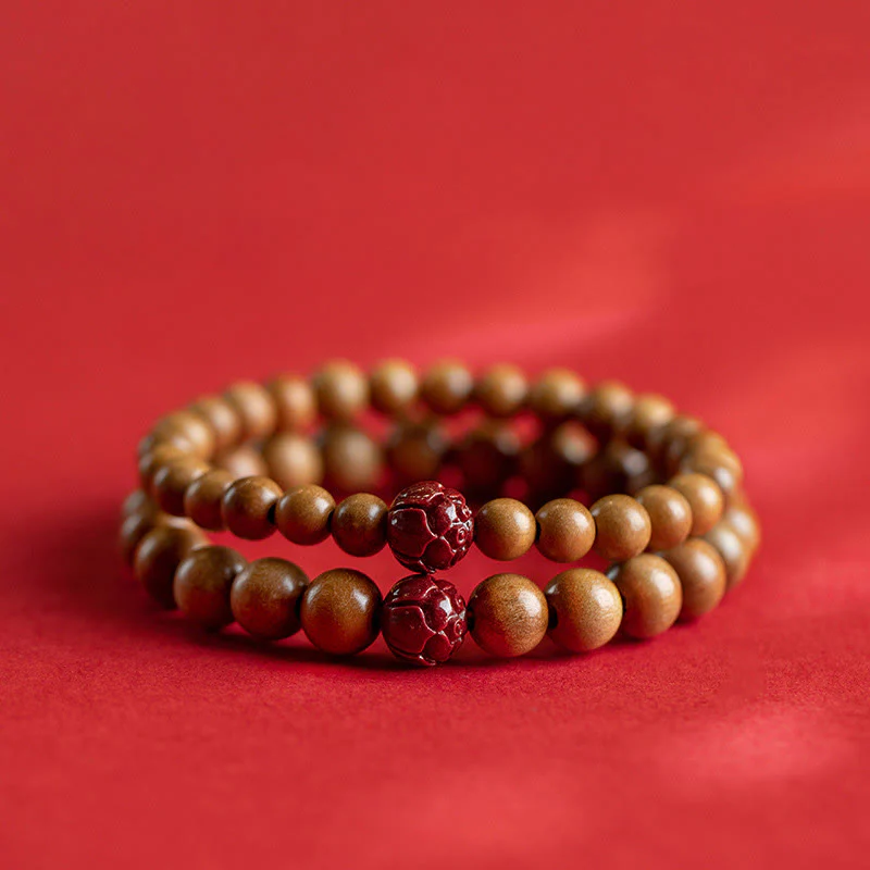 Braccialetto Buddha Stones Peach Wood Lotus Cinnabar Luck Wealth - Image 2