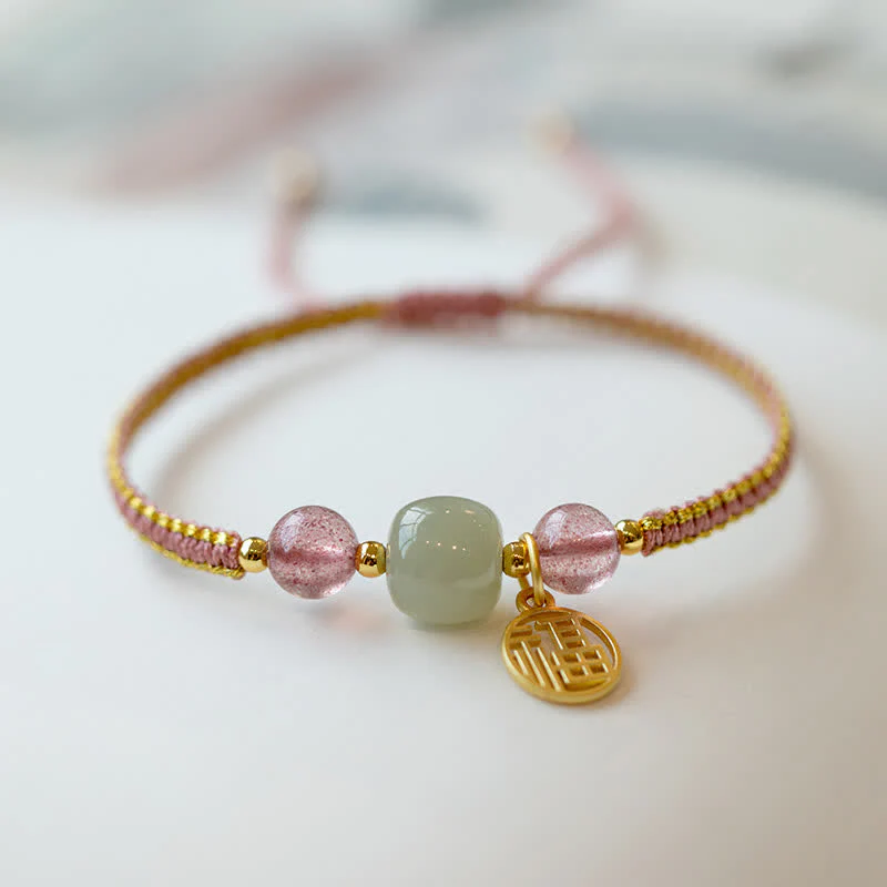 Braccialetto Buddha Stones Red Agate Jade Lotus Confidence Calm String - Image 15