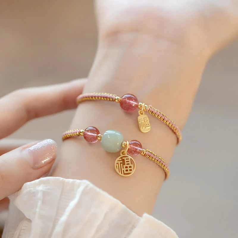 Braccialetto Buddha Stones Red Agate Jade Lotus Confidence Calm String - Image 19