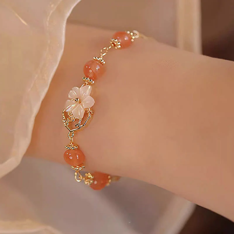 Braccialetto Buddha Stones Red Agate Tridacna Stone Flower Confidence - Image 7