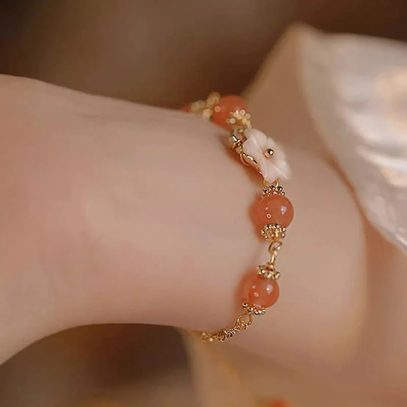Braccialetto Buddha Stones Red Agate Tridacna Stone Flower Confidence - Image 8