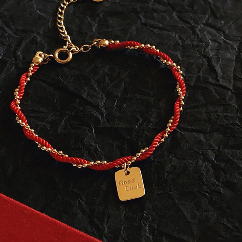 Braccialetto Buddha Stones Red String Gold Plated Copper Good Luck Strength - Image 10