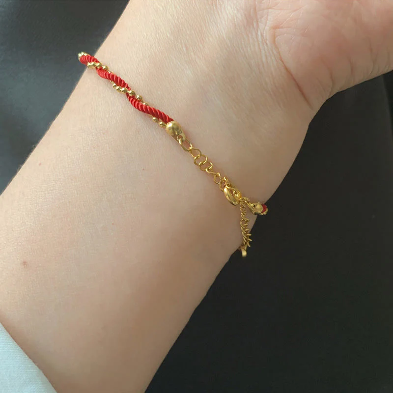 Braccialetto Buddha Stones Red String Gold Plated Copper Good Luck Strength - Image 12
