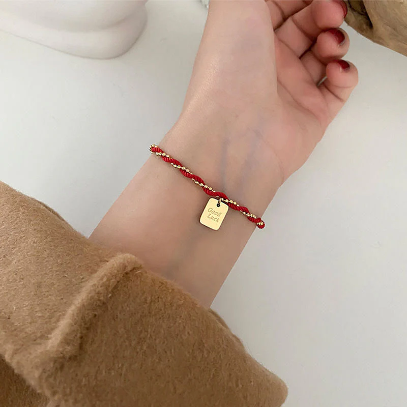 Braccialetto Buddha Stones Red String Gold Plated Copper Good Luck Strength - Image 14
