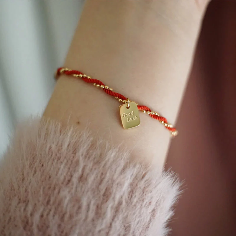 Braccialetto Buddha Stones Red String Gold Plated Copper Good Luck Strength - Image 16