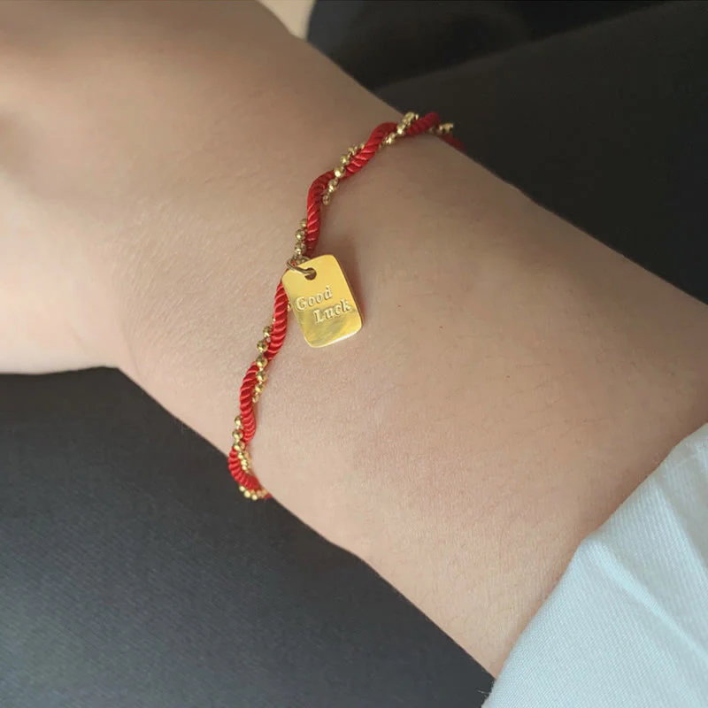 Braccialetto Buddha Stones Red String Gold Plated Copper Good Luck Strength - Image 17