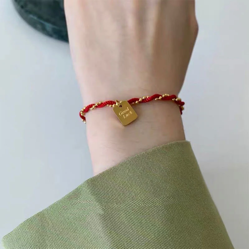 Braccialetto Buddha Stones Red String Gold Plated Copper Good Luck Strength - Image 18