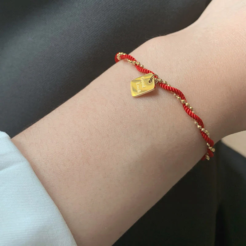 Braccialetto Buddha Stones Red String Gold Plated Copper Good Luck Strength - Image 19
