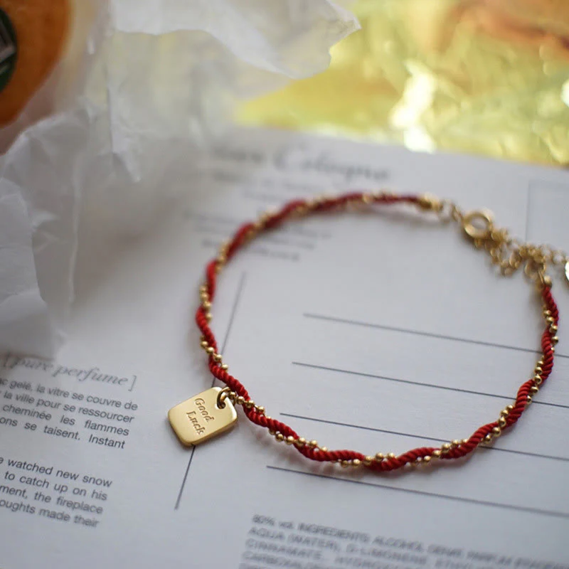 Braccialetto Buddha Stones Red String Gold Plated Copper Good Luck Strength - Image 4