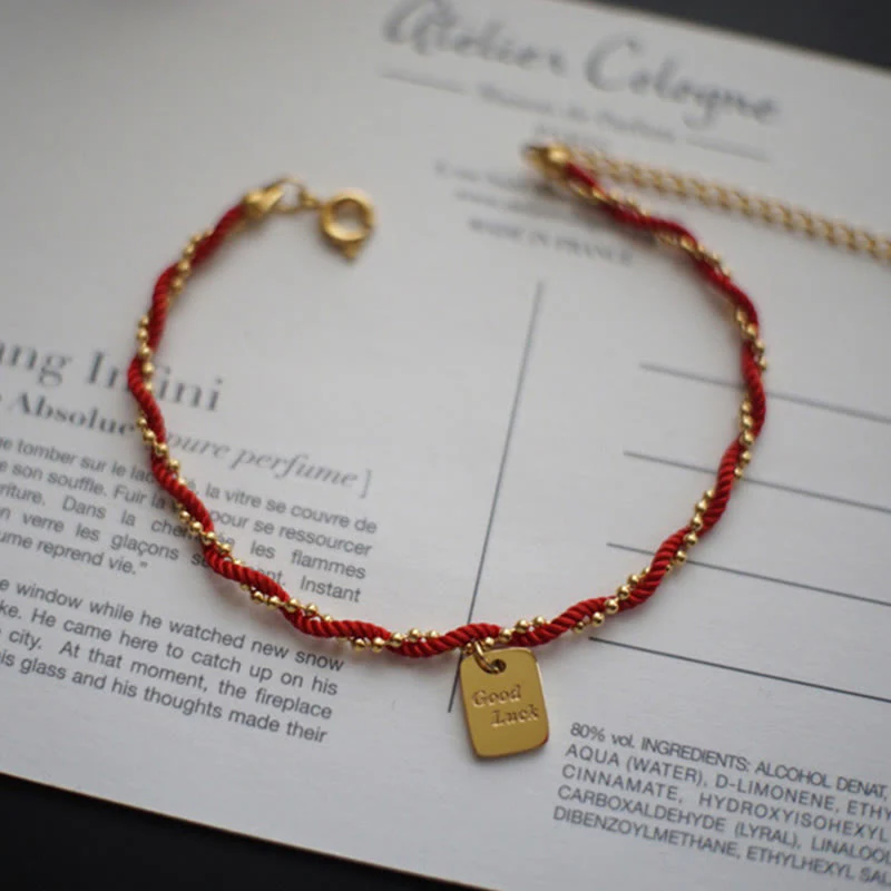 Braccialetto Buddha Stones Red String Gold Plated Copper Good Luck Strength - Image 8
