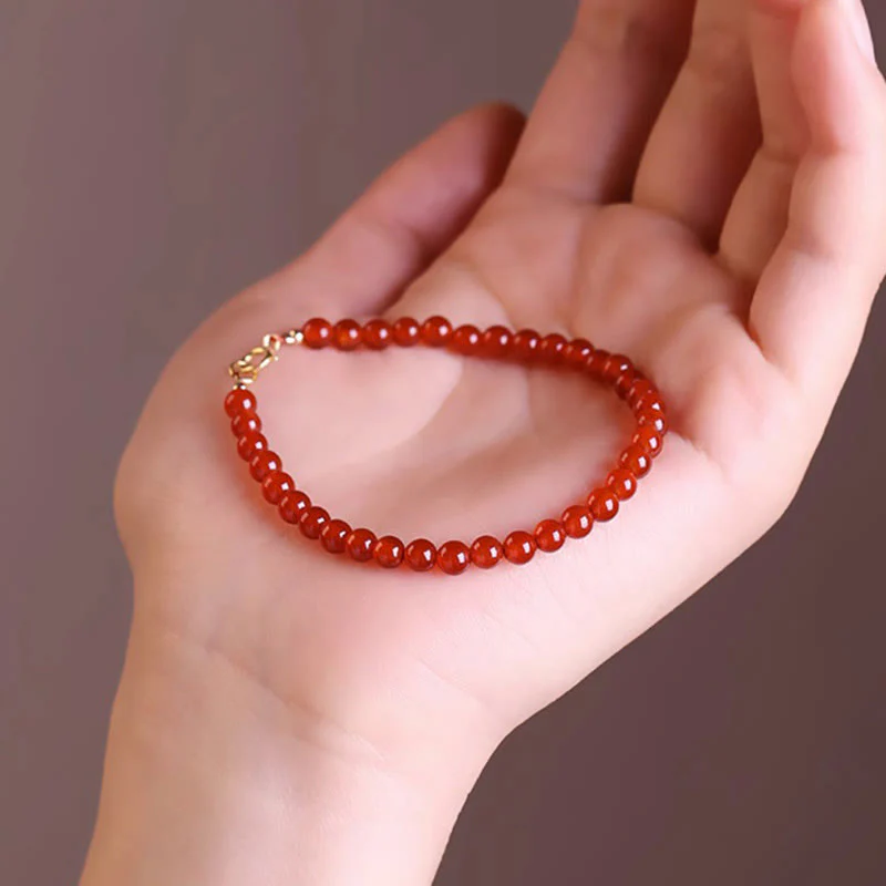 Braccialetto Buddha Stones Small Red Agate Ultra-sottile Calm Beads - Image 4