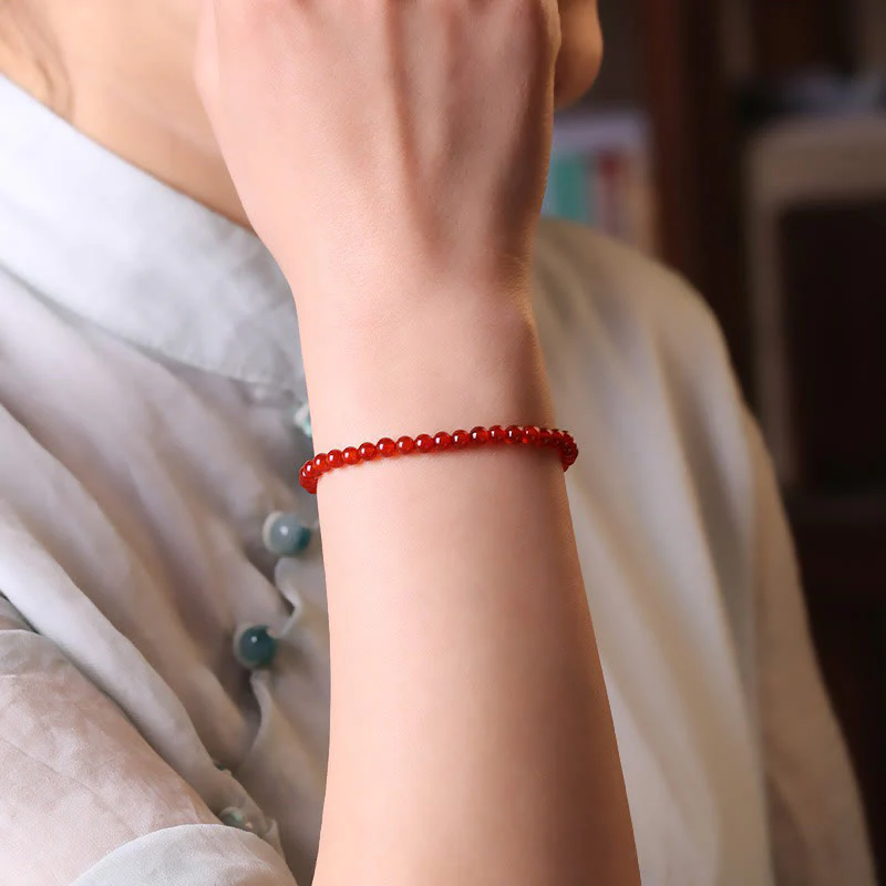 Braccialetto Buddha Stones Small Red Agate Ultra-sottile Calm Beads - Image 5