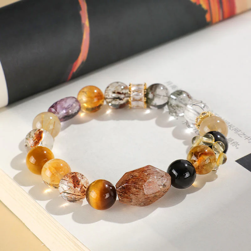 Braccialetto Buddha Stones Super Seven Crystal Topaz Obsidian Tiger Eye Positivity - Image 2