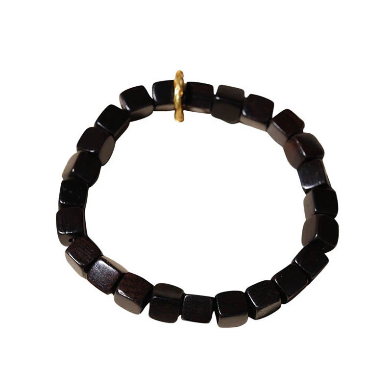 Braccialetto Buddha Stones Tibetan Ebony Wood Square Beads Peace Calm - Image 10
