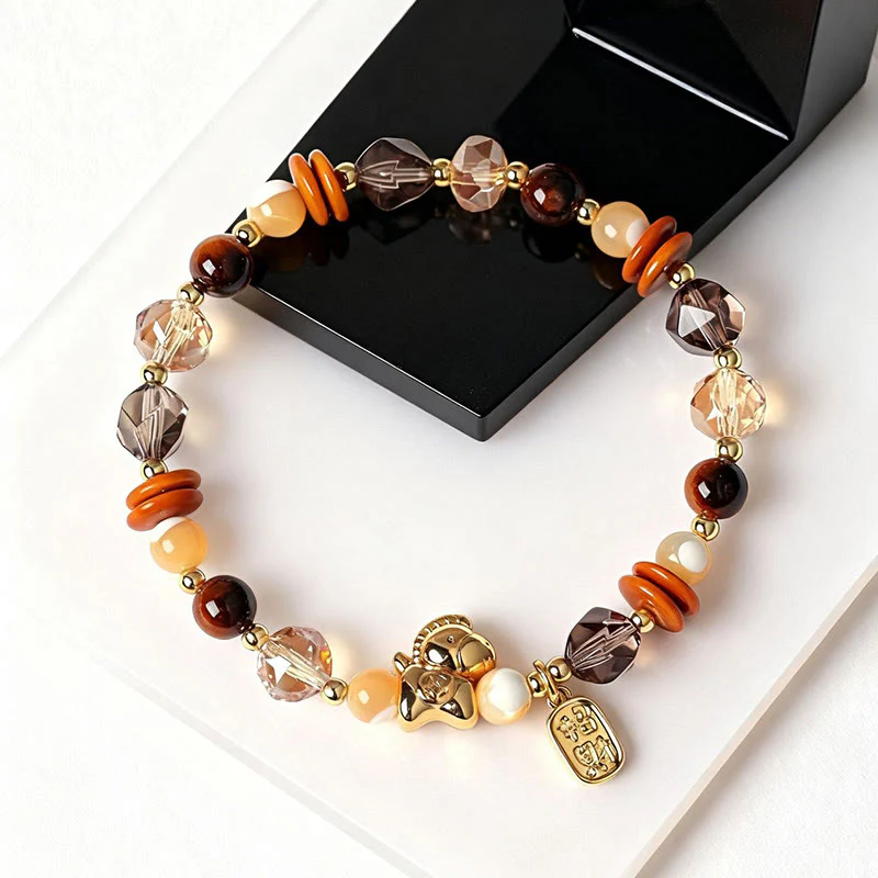 Braccialetto Buddha Stones Tiger Eye Ice Ossidiana Pearl Year of the Horse Lucky Fortune Prosperity - Image 5