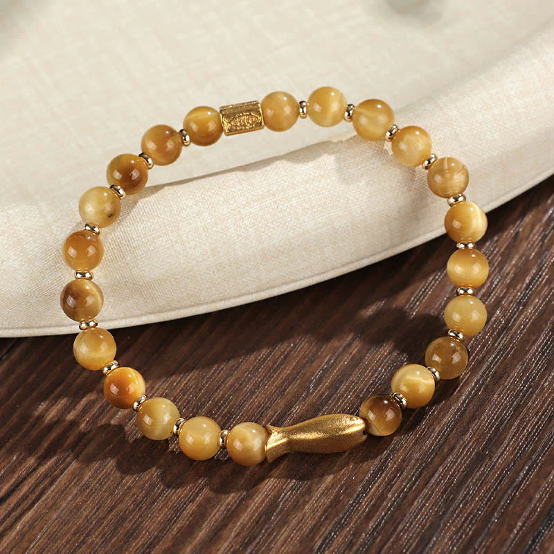 Braccialetto Buddha Stones Tiger Eye Koi Fish Coraggio - Image 10