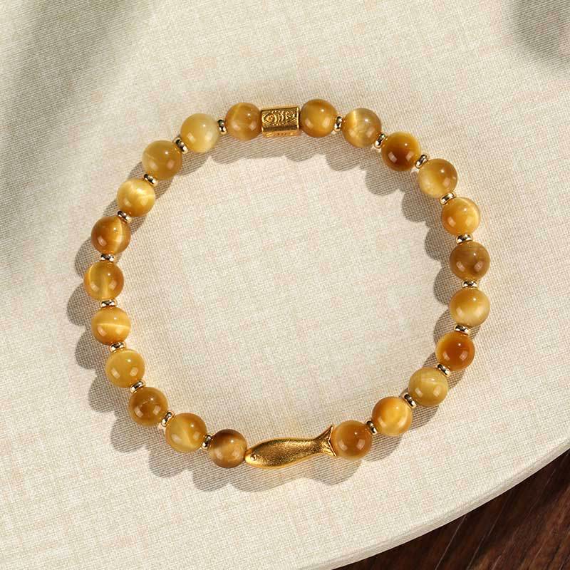 Braccialetto Buddha Stones Tiger Eye Koi Fish Coraggio - Image 11