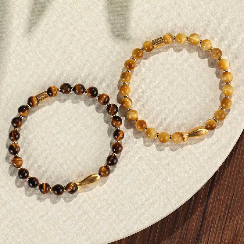 Braccialetto Buddha Stones Tiger Eye Koi Fish Coraggio - Image 12