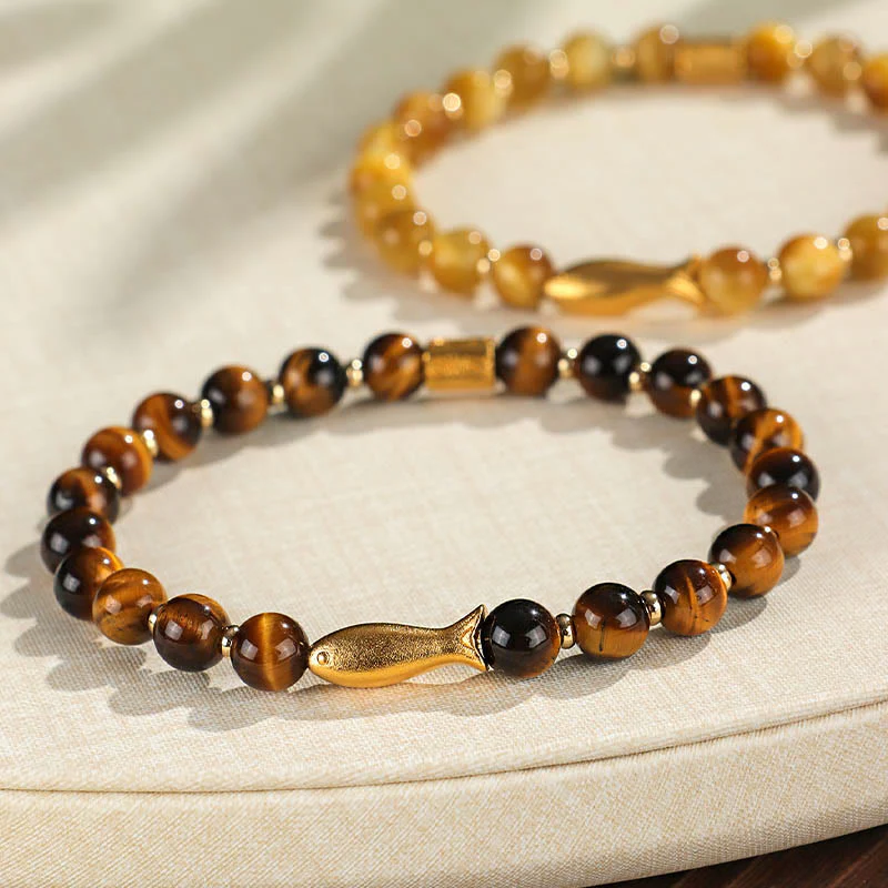 Braccialetto Buddha Stones Tiger Eye Koi Fish Coraggio - Image 13