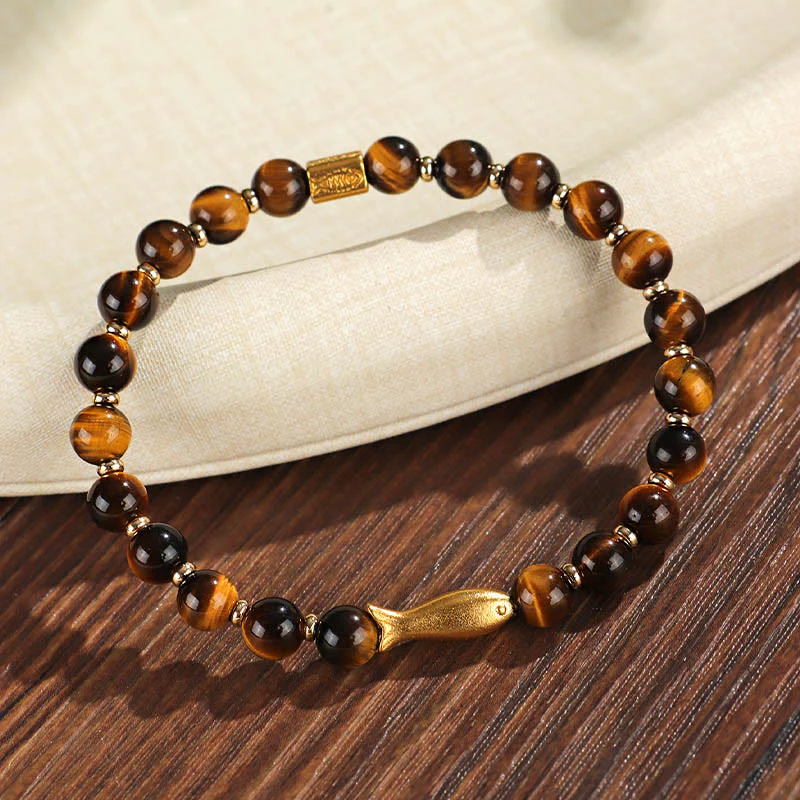 Braccialetto Buddha Stones Tiger Eye Koi Fish Coraggio - Image 9