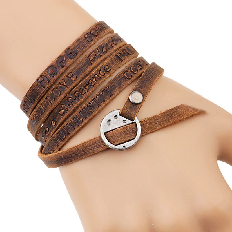 Braccialetto Buddha Stones Vintage con fibbia in pelle multistrato e sicurezza - Image 4
