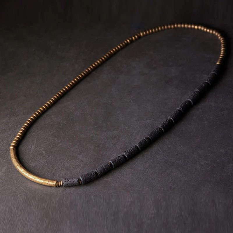 Braccialetto Buddha Stones Vintage Lava Rock Rame Ottone Multi-giro Avvolgente Calmo - Image 3